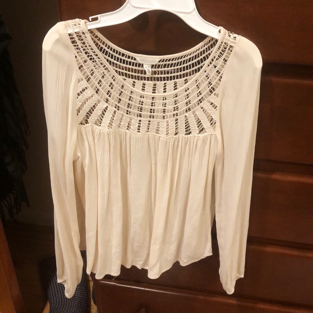 Aeropostale flowy ivory shirt